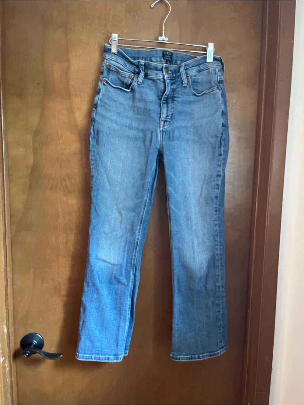 J. Crew Mid-Rise Ankle Flair Jeans in Mid Blue Wash